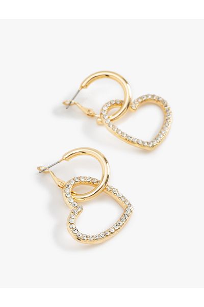 Koton Heart of Stone Charm Detailed Hoop Earrings