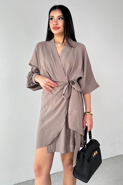Cappmoda ELB-01777 Φόρεμα με διπλό γιακά με δέσιμο μπροστά