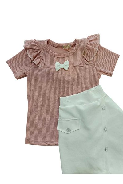 Kamex Bow Blouse and Button Detail Shorts Set