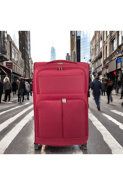 Naimeed Company Small travel trolley, Naimeed D5977, 2 wheels, textile material, Red, 35.5x26x52cm