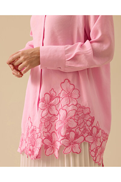 SEÇİLSTORE Nakışlı Düğme Detaylı Uzun Kollu Tunik