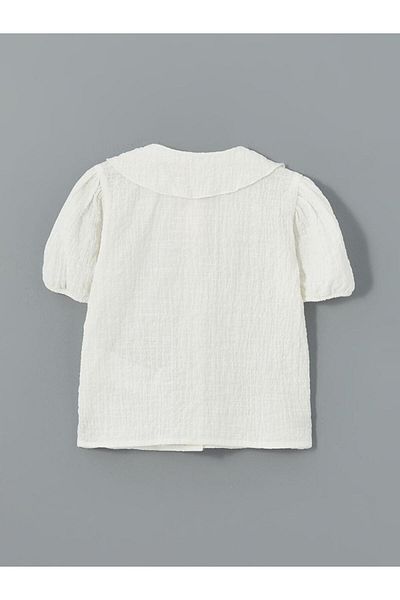 LC Waikiki Koszulka dziewczęca z krótkim rękawem i kołnierzykiem typu Baby Collar (S5)