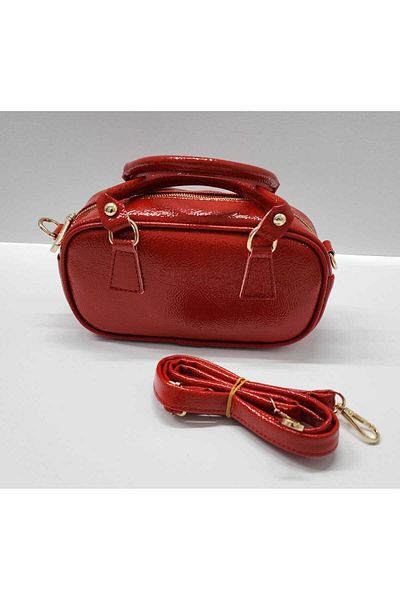steeppolo steeppolo Steeppolo Red Faux Leather Charm Detailed Zippered Adjustable Strap Hand, Arm and Shoulder Bag