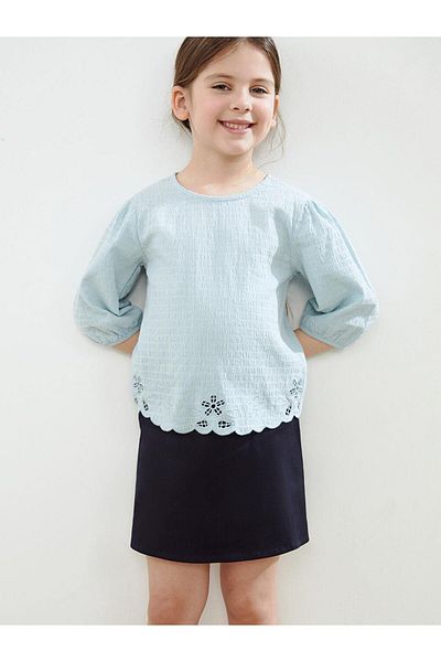 LC Waikiki Cămașă pentru fete cu broderie cu gât rotund (S5)