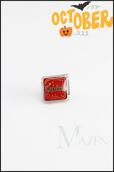 MAZEN "1 Piece Italian Steel Bracelet Charm – October 12 Months |   Moon Themed Bracelet Charm"