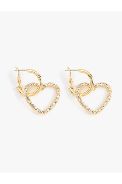 Koton Heart of Stone Charm Detailed Hoop Earrings