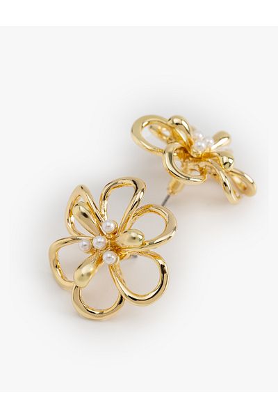 Koton Pearl Detailed Flower Earrings
