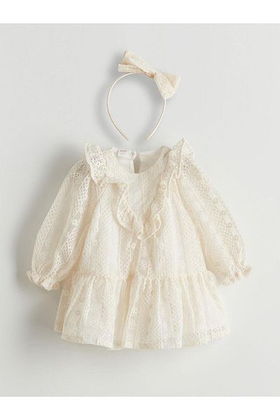 LC Waikiki Lace Baby Girl Dress and Headband 2 Pcs (S5)
