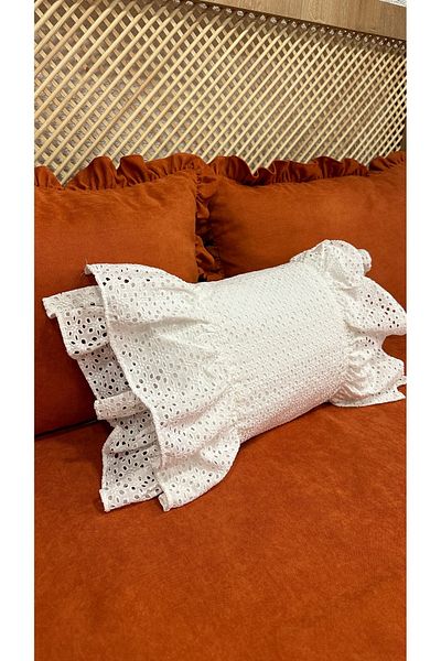 Decamor home Husă de pernă cu volane alb scoici Design special