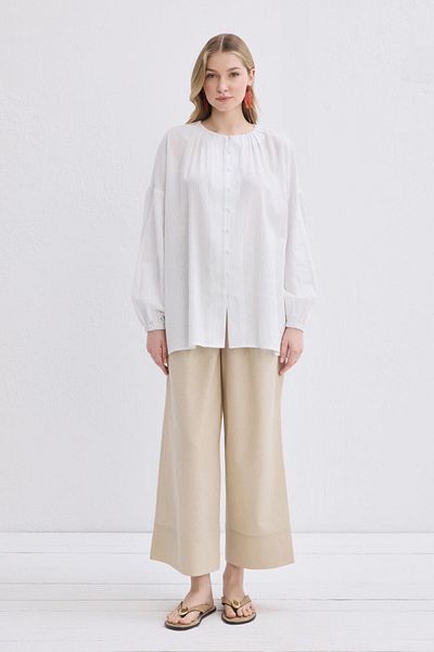 KADRİYE BAŞTÜRK Anna Şile Cloth Shirt Ecru