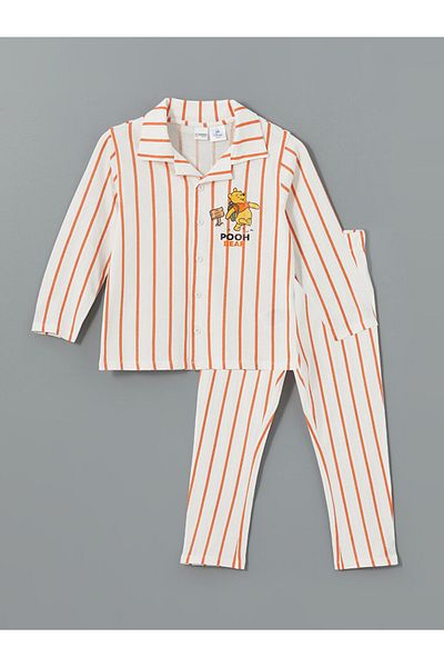 LC Waikiki Standard Mold 100% Cotton Combed Fabric Licensed Polo Collar Baby Boy Pajama Set