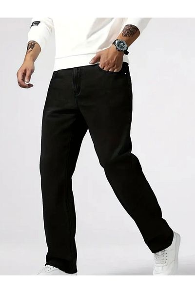 Osyday Men's Black Baggy Loose Fit Trousers