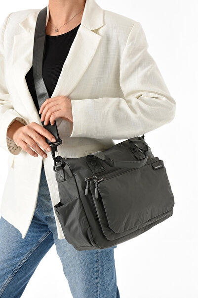 Sanmorris Sn 6000 Women's Shoulder Bag Handbag Water Resistant Parseut Fabric Dark Gray