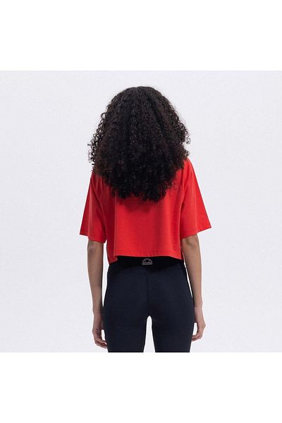 Ellesse Ef443-Rd Crew Neck Crop Women's T-Shirt - Red