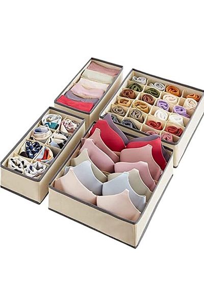 NEXIFY 4 Pcs Underwear Storage Organizer Divider, Foldable Storage Boxes Cabinet Closet Organizers for