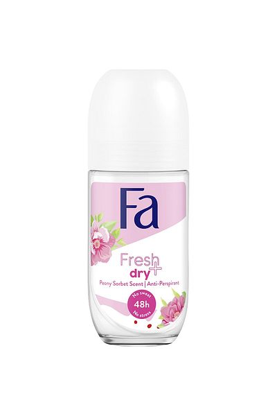 Fa Deodorant roll-on anti-perspirant Fa Fresh & Dry cu parfum de bujori