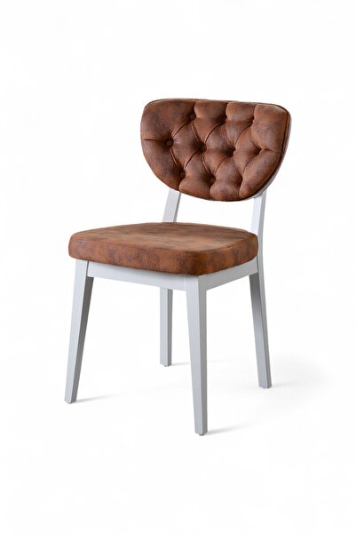 MYMASSA Boston Sandalye - Milas Kahve - Beyaz Gürgen Iskelet - Salon Sandalyesi / Mutfak Sandalyesi