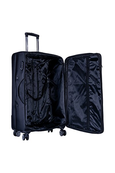 Naimeed Company Troler mic de călătorie, Naimeed D6004, 4 roți duble 360 ​​grade, material textil, Negru, 35x21x58cm