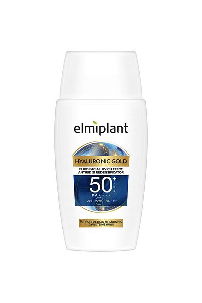 ELMIPLANT Fluid facial Elmiplant HYALURONIC GOLD UV cu efect antirid si redensificator
