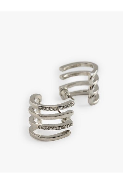 Koton Stone Detailed Four Row Hoop Earrings