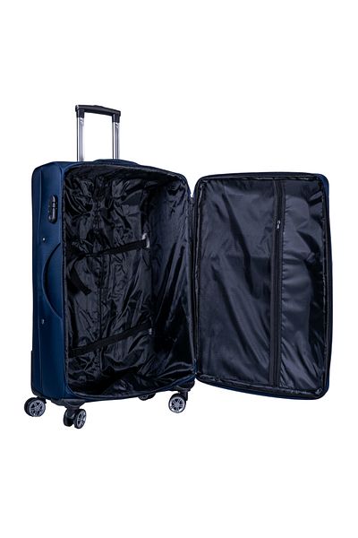 Naimeed Company Cărucior mic de călătorie, Naimeed D5999, 4 roți duble rotative la 360 de grade, material textil, albastru, 35x21x58cm