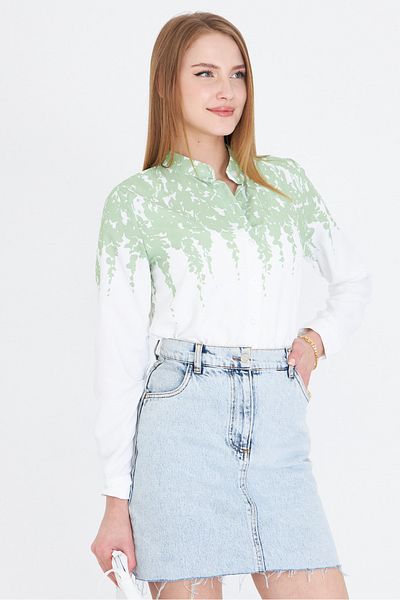 armonika Cămașă de damă verde deschis cu guler judecător ARM-25Y 001013