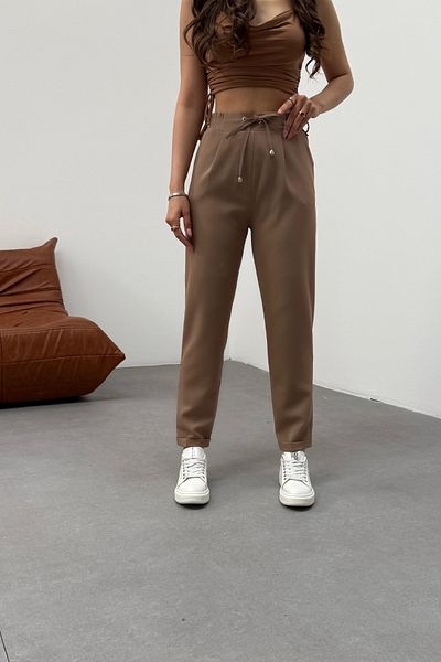 BİKELİFE Damenhose aus elastischem Stoff mit hoher Taille und knöchellanger Taille