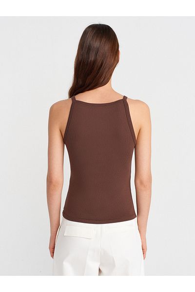 Dilvin 21055 Strappy Tank-Top-Light Brown