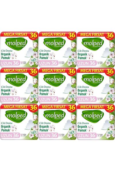 Molped Pure&Soft Sanitary Pad Long 324 (9Pk*36) Pieces Mega Pk