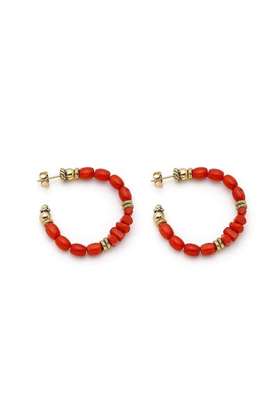 Mon Reve Sunset Coral Hoop Pierced Earrings