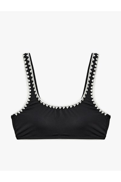 Koton Lined Lightly Supported Crochet Detailed U-Neck Bralette Bikini Top