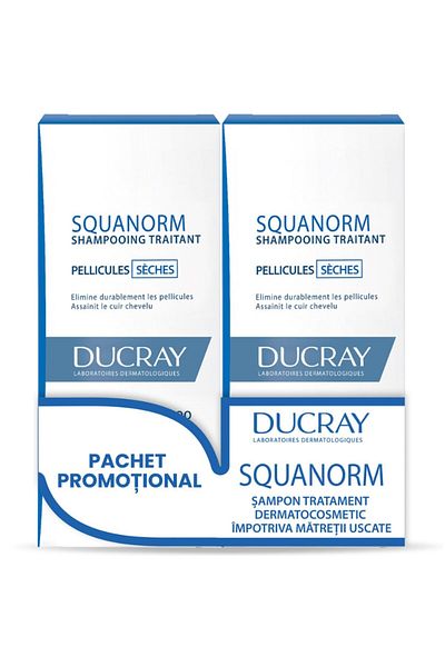 Ducray Pachet Ducray Squanorm: Sampon anti-matreata uscata 2x200 ml
