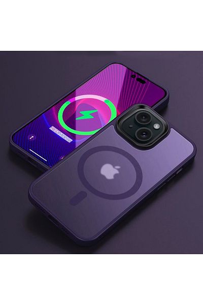 REDz Accessories Carcasă Magsafe compatibilă cu iPhone 15 Plus, MatteArmor, rezistentă la șocuri, violet