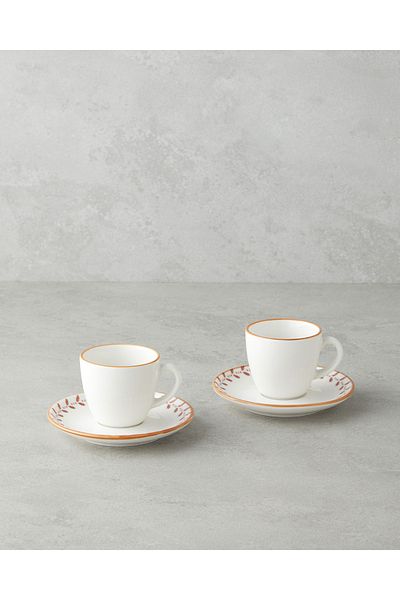 English Home Vivara Bone Porcelain 12 Piece Coffee Cup Set for 6 People 90 ml Pink