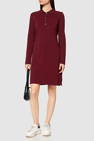 Tommy Hilfiger Rochie mini Tommy Hilfiger cu logo discret Rosu Bordo S INTL