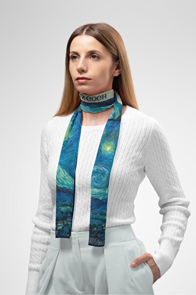Buka Shops Ван Гог «Зоряна ніч» Багатофункціональний преміум-шарф із шифону (робота 1889 року)