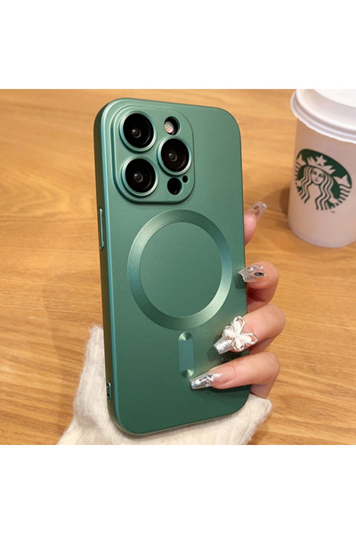 REDz Accessories Carcasă Luxury Soft Guard, Magsafe, compatibilă cu iPhone 14 Pro Max, mată, silicon, verde