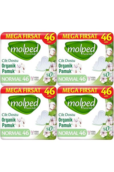 Molped Pure&Soft Sanitary Pad Normal 184 (4Pk*46) Piece Mega Pk