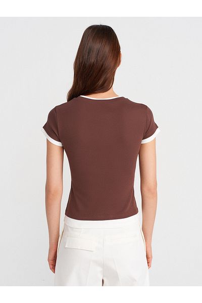 Dilvin 31859 Couple Look T-Shirt-Light Brown