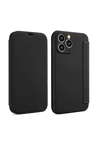 REDz Accessories Husă de card cu portofel, aspect piele, compatibilă cu iPhone 15 Pro Max, silicon, neagră