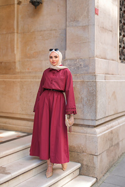 LOCCO Women's Elastic Waist Skirt Claret Red