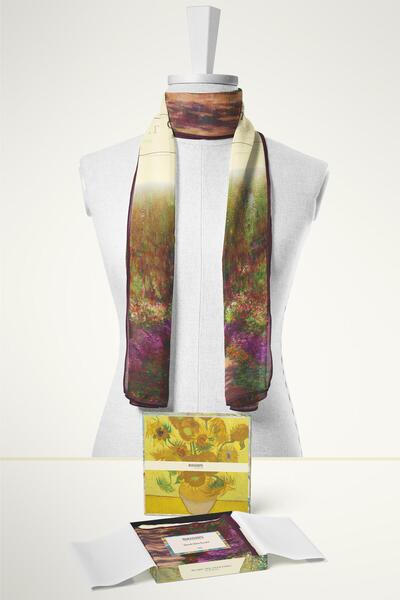 Buka Shops Monet "Giverny Bahçesi" Çok Yönlü Premium Şifon Fular