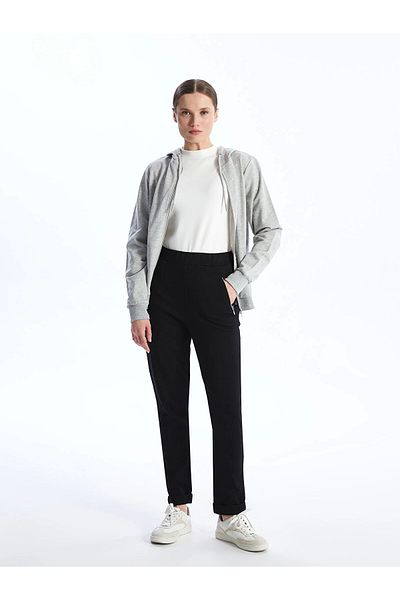 LC Waikiki LCWAIKIKI Basic Μαύρο Γυναικείο Ελαστικό ίσιο παντελόνι μέσης
