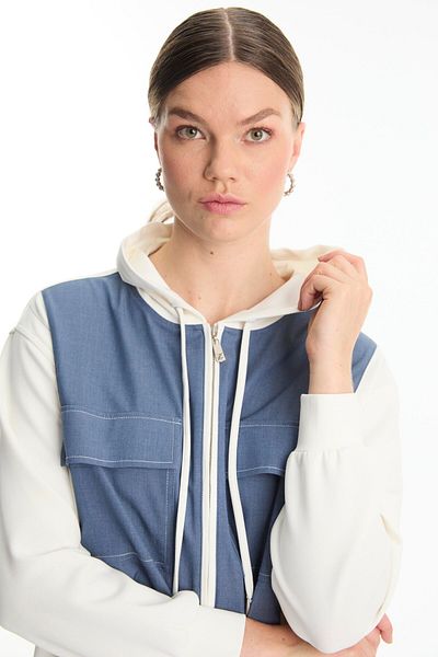 Zühre Hooded Zippered Denim Double Set
