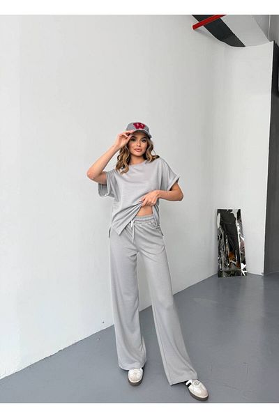 soBasic Set de trening cu picior lat, cu gât crew, din țesătură modal, cu talie elastică