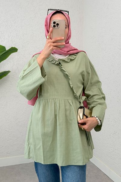 Salih Çelebi Side Tie Tunic 2151 - Mint Green