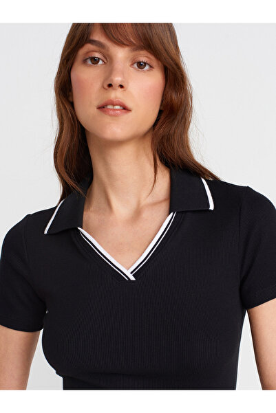 Dilvin 31687 Polo Yaka T-shirt-Siyah