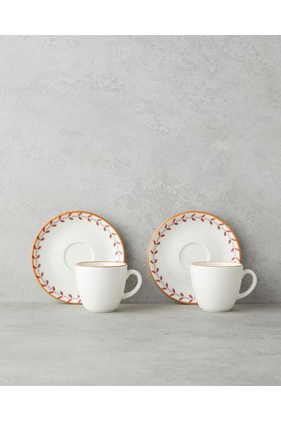 English Home Vivara Bone Porcelain 12 Piece Coffee Cup Set for 6 People 90 ml Pink