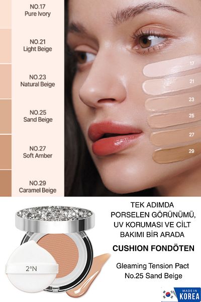 2aN Compact Foundation- Porcelain Finish, Uv Protection, All-Day Moisturizing Effect No.25 Sand Beige