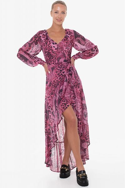Guess Guess asymmetric dress with paisley print W3YK48 Pink S INTL